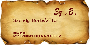 Szendy Borbála névjegykártya